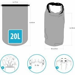 Eyepower Trockentasche DryBag 20L Grau 100% Wasserdicht Ultraleicht Schultergurt 6 Eyepower Trockentasche DryBag 20L Grau 100% Wasserdicht Ultraleicht Schultergurt -Eyepower-Shop 10736701 5