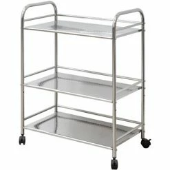 EYEPOWER Edelstahl Küchenwagen 3 Etagen 60x35x77 Cm Servierwagen Teewagen Bad-Rollwagen -Eyepower-Shop 11608890 3