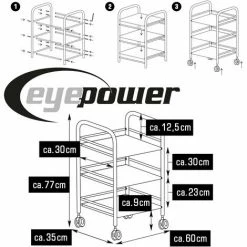 EYEPOWER Edelstahl Küchenwagen 3 Etagen 60x35x77 Cm Servierwagen Teewagen Bad-Rollwagen -Eyepower-Shop 11608890 4