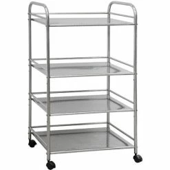 EYEPOWER Edelstahl Küchenwagen 4 Etagen 60x35x100cm Servierwagen Rollregal Bad-Rollwagen