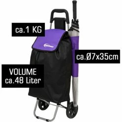 EYEPOWER 48L Einkaufstrolley Faltbarer Einkaufsroller 94x37x30 Cm Rollwagen Trolley Lila -Eyepower-Shop 12313728 4