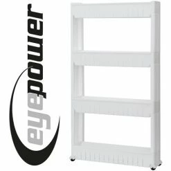 EYEPOWER 4er Nischenregal 12,5 Cm Schiebewagen Nischenwagen Kitchen Trolley Weiß Ablage -Eyepower-Shop 13658541 3