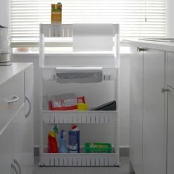 EYEPOWER 4er Nischenregal 12,5 Cm Schiebewagen Nischenwagen Kitchen Trolley Weiß Ablage -Eyepower-Shop 13658541 4