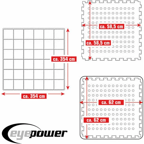 EYEPOWER 12,5 m² Poolunterlage - 36 EVA Matten 62x62 - Unterlegmatten Set Pool Unterlage EYEPOWER 12,5 M² Poolunterlage - 36 EVA Matten 62x62 - Unterlegmatten Set Pool Unterlage -Eyepower-Shop 53910853 5