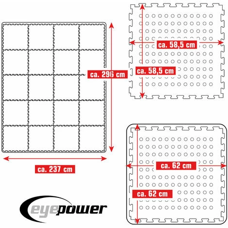 EYEPOWER 7 m² Poolunterlage - 20 EVA Matten 62x62 - Unterlegmatten Set - Pool Unterlage EYEPOWER 7 M² Poolunterlage - 20 EVA Matten 62x62 - Unterlegmatten Set - Pool Unterlage -Eyepower-Shop 53911459 5