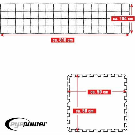 EYEPOWER 15,9 m² Poolunterlage - 68 EVA Matten 50x50 Pool Unterlage - Unterlegmatten Set EYEPOWER 15,9 M² Poolunterlage - 68 EVA Matten 50x50 Pool Unterlage - Unterlegmatten Set -Eyepower-Shop 54661306 5