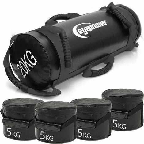 EYEPOWER 20kg Power Bag mit 4 Kettlebell Gewichten - 20x60 Home Training Sandbag 6 Griffe EYEPOWER 20kg Power Bag Mit 4 Kettlebell Gewichten - 20x60 Home Training Sandbag 6 Griffe -Eyepower-Shop 58055315 1