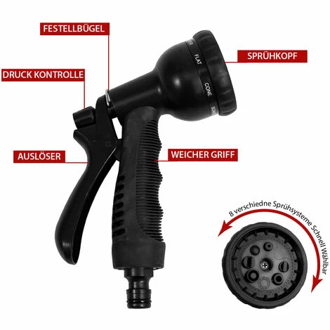 Eyepower Dehnbarer Gartenschlauch 10 - 30m Doppelter Latexkern 3-fach Verstärkt Messing Verbinder Handbrause Schwarz 6 Eyepower Dehnbarer Gartenschlauch 10 - 30m Doppelter Latexkern 3-fach Verstärkt Messing Verbinder Handbrause Schwarz – Bild 4