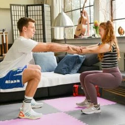 EYEPOWER 3.2qm Profi Fitnessmatte 2cm - 4er Set 90x90 Bodenschutzmatte Für Fitnessgeräte -Eyepower-Shop 63564220 3