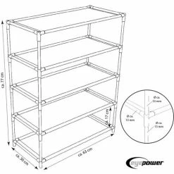 EYEPOWER Schuhregal DIY-Ausführung Stabil Rostfrei 5 Ebenen Schuhständer Schuhablage -Eyepower-Shop 9170034 3