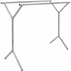 EYEPOWER Klappbarer Kleiderständer 2 Aufhängestangen Garderobenständer Wäscheständer 150cm Lang Mehrzweckstand 100% Metall Silber