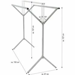 EYEPOWER Klappbarer Kleiderständer 2 Aufhängestangen Garderobenständer Wäscheständer 150cm Lang Mehrzweckstand 100% Metall Silber 4 EYEPOWER Klappbarer Kleiderständer 2 Aufhängestangen Garderobenständer Wäscheständer 150cm Lang Mehrzweckstand 100% Metall Silber -Eyepower-Shop 9846141 3