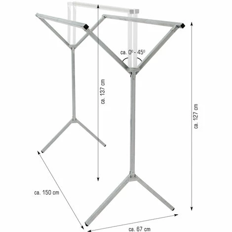 EYEPOWER klappbarer Kleiderständer 2 Aufhängestangen Garderobenständer Wäscheständer 150cm lang Mehrzweckstand 100% Metall Silber EYEPOWER Klappbarer Kleiderständer 2 Aufhängestangen Garderobenständer Wäscheständer 150cm Lang Mehrzweckstand 100% Metall Silber -Eyepower-Shop 9846141 3