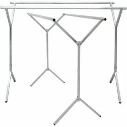 EYEPOWER Klappbarer Kleiderständer 2 Aufhängestangen Garderobenständer Wäscheständer 150cm Lang Mehrzweckstand 100% Metall Silber 5 EYEPOWER Klappbarer Kleiderständer 2 Aufhängestangen Garderobenständer Wäscheständer 150cm Lang Mehrzweckstand 100% Metall Silber -Eyepower-Shop 9846141 4