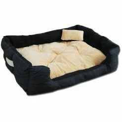 Eyepower Hundebett 82x70x20 Cm Hundekissen Waschbar Tierkissen Tierbett Katzenbett Katzenkissen Innenkissen Beige-Schwarz