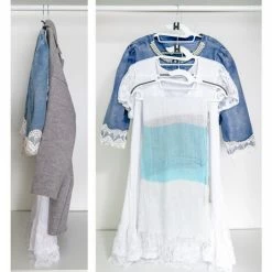 EYEPOWER 20 Anti Rutsch Kleiderbügel 10 Haken-Organizer Gummierte Raumspar-Bügel Weiß -Eyepower-Shop 9846503 5