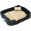 Eyepower Katzenbett Hundebett 70x60x18 Cm Katzenkissen Hundekissen Waschbar Tierkissen Tierbett Innenkissen Beige-Schwarz