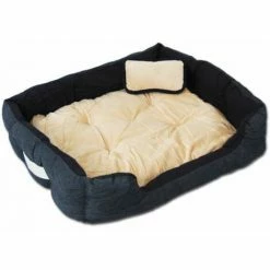 Eyepower Katzenbett Hundebett 70x60x18 Cm Katzenkissen Hundekissen Waschbar Tierkissen Tierbett Innenkissen Beige-Schwarz