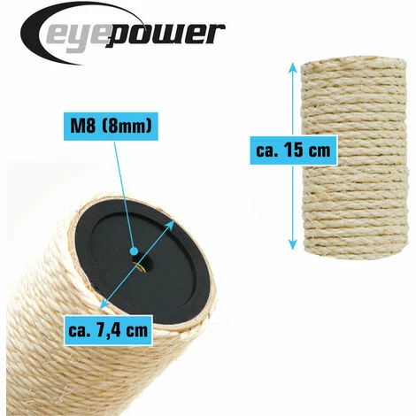 EYEPOWER 15 cm Sisalstamm für Katzen Kratzbaum M8 Sisal Ersatzstamm Katzenbaum EYEPOWER 15 Cm Sisalstamm Für Katzen Kratzbaum M8 Sisal Ersatzstamm Katzenbaum -Eyepower-Shop 9846606 4