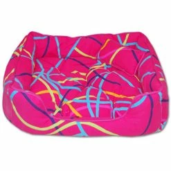 EYEPOWER High Quality Pet Bed For Dogs And Cats Pet Basket Size S Loop Pink With Cuddle Pillow + Wet Protection - Outside Dimension ~ 54 X 45 X 16 Cm