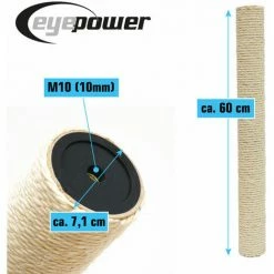 EYEPOWER 60 Cm Sisalstamm Für Katzen Kratzbaum - M10 Sisal Ersatzstamm - Katzenbaum -Eyepower-Shop 9846650 4