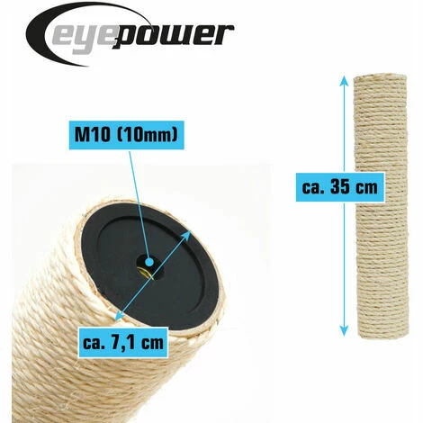 EYEPOWER 35 cm Sisalstamm für Katzen Kratzbaum - M10 Sisal Ersatzstamm - Katzenbaum EYEPOWER 35 Cm Sisalstamm Für Katzen Kratzbaum - M10 Sisal Ersatzstamm - Katzenbaum -Eyepower-Shop 9846651 4