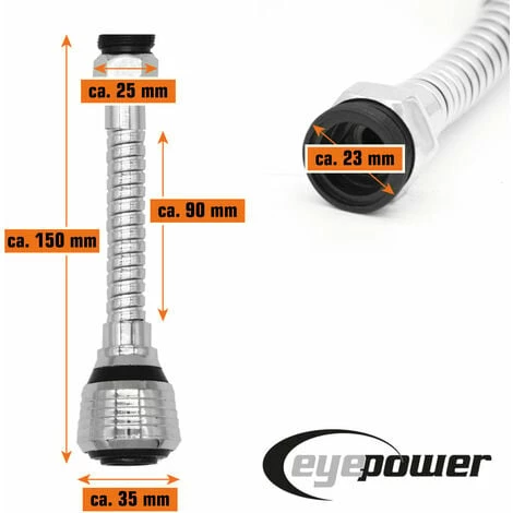 EYEPOWER 15.5cm Wasserhahn Verlängerung - M22/M24 Perlator Strahlregler Flexischlauch EYEPOWER 15.5cm Wasserhahn Verlängerung - M22/M24 Perlator Strahlregler Flexischlauch -Eyepower-Shop 9855727 3