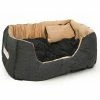 Eyepower Katzenbett Hundebett 50x45x18 Cm Katzenkissen Hundekissen Waschbar Tierkissen Tierbett Innenkissen Schwarz-Beige