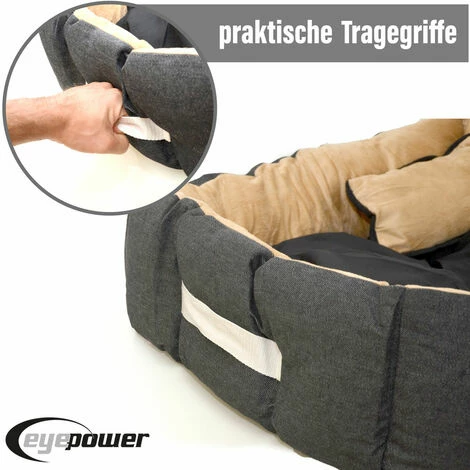 eyepower Katzenbett Hundebett 50x45x18 cm Katzenkissen Hundekissen Waschbar Tierkissen Tierbett Innenkissen Schwarz-Beige Eyepower Katzenbett Hundebett 50x45x18 Cm Katzenkissen Hundekissen Waschbar Tierkissen Tierbett Innenkissen Schwarz-Beige -Eyepower-Shop 9855846 3