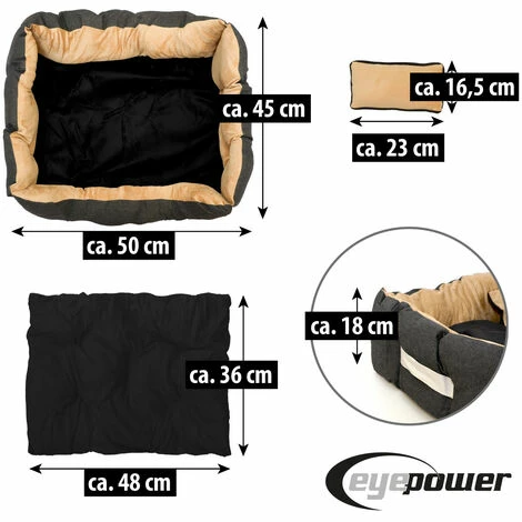 eyepower Katzenbett Hundebett 50x45x18 cm Katzenkissen Hundekissen Waschbar Tierkissen Tierbett Innenkissen Schwarz-Beige Eyepower Katzenbett Hundebett 50x45x18 Cm Katzenkissen Hundekissen Waschbar Tierkissen Tierbett Innenkissen Schwarz-Beige -Eyepower-Shop 9855846 5