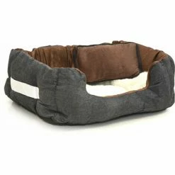 Eyepower Katzenbett Hundebett 50x45x18 Cm Katzenkissen Hundekissen Waschbar Tierkissen Tierbett Innenkissen Braun-Weiß